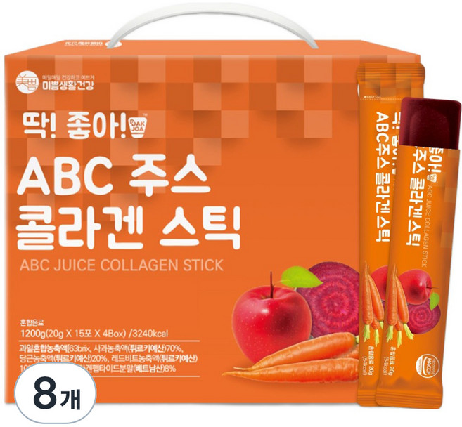 미쁨생활건강 딱좋아 ABC주스 콜라겐 젤리스틱, 300g, 8개