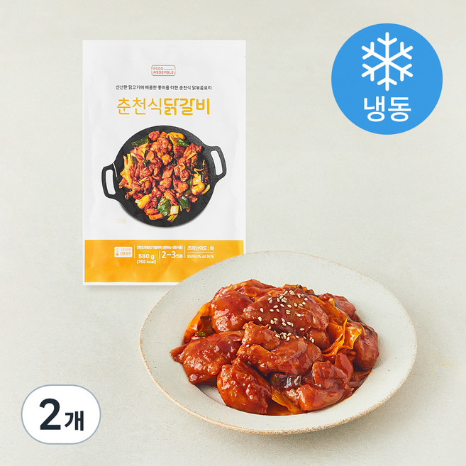 푸드어셈블 춘천식 닭갈비 밀키트 2~3인분 (냉동), 580g, 2개