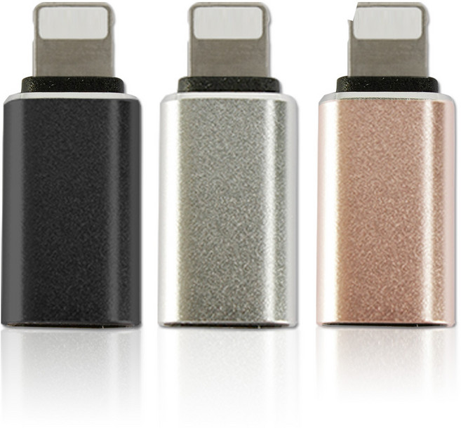 칼론 C타입 to 8핀 변환젠더 KR-C8P 3종세트, 2.6cm, 실버 + 블랙 + 골드, 1세트