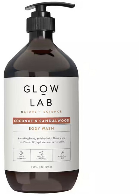 紐西蘭GLOW LAB植物精油沐浴露 椰子檀香2510, 900ml, 1瓶