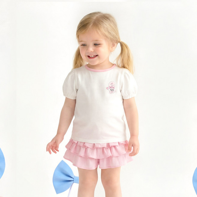 에스더버니리틀 트윙클 링거 배색 퍼프 티셔츠