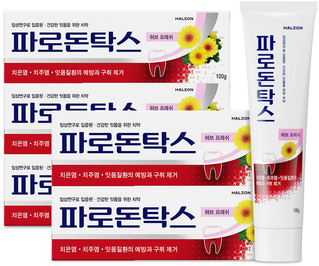 파로돈탁스 허브 프레쉬 치약, 100g, 5개