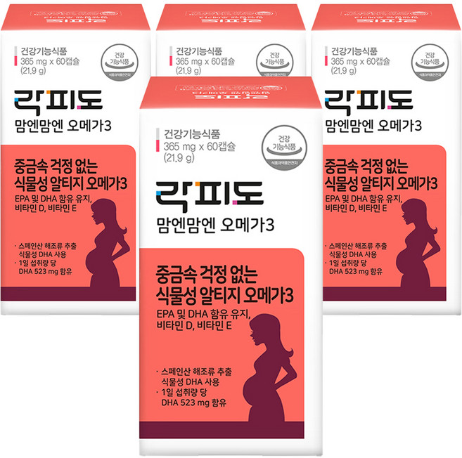 락피도 정품 맘엔맘엔 오메가 3, 60정, 4개