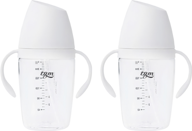 tgm Rice Grain系列 吸管奶瓶, 白色, 240ml, 2個