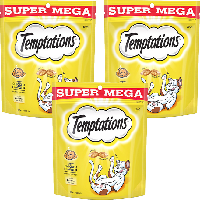 템테이션 고양이 스낵, 맛있는 닭고기맛, 350g, 3개