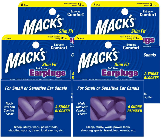 Macks 소프트폼 이어플러그 슬림핏, 4개, 5쌍