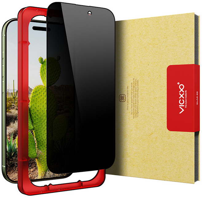 빅쏘 풀커버 사생활 보호 부착가이드 마이크로 루버 코팅아이폰 강화유리 액정보호필름, 1세트