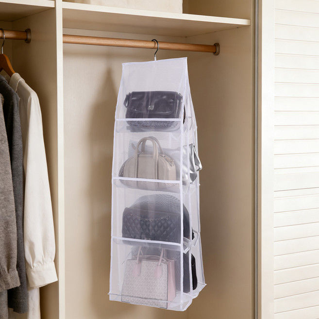 코멧 걸이형 가방 수납 행거 8칸, 화이트, 1개