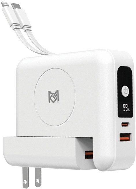 MCK 科技 22.5W 3合1多功能行動電源 10000mAh Type-C, MCK-SPB001, 白色