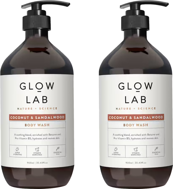 紐西蘭GLOW LAB植物精油沐浴露 椰子檀香2510, 900ml, 2瓶