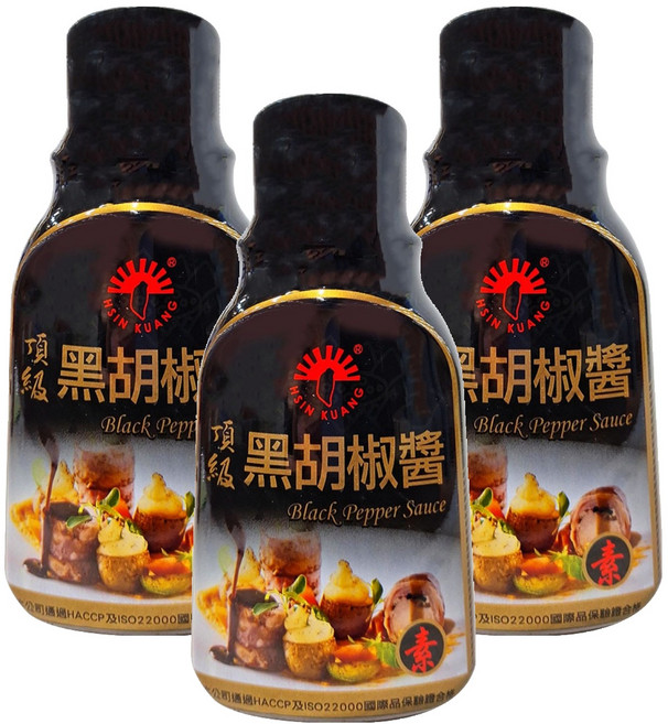 新光洋菜 黑胡椒醬 素, 300g, 3瓶