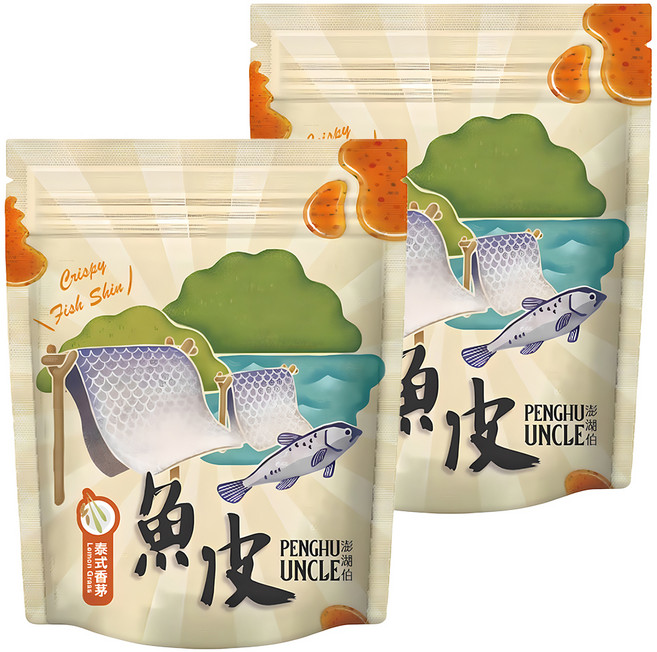 澎湖伯 泰式香茅風味魚皮 70g 酥脆涮嘴, 2包