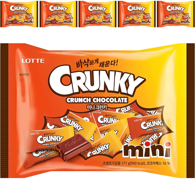 롯데웰푸드 미니 크런키, 171g, 6개