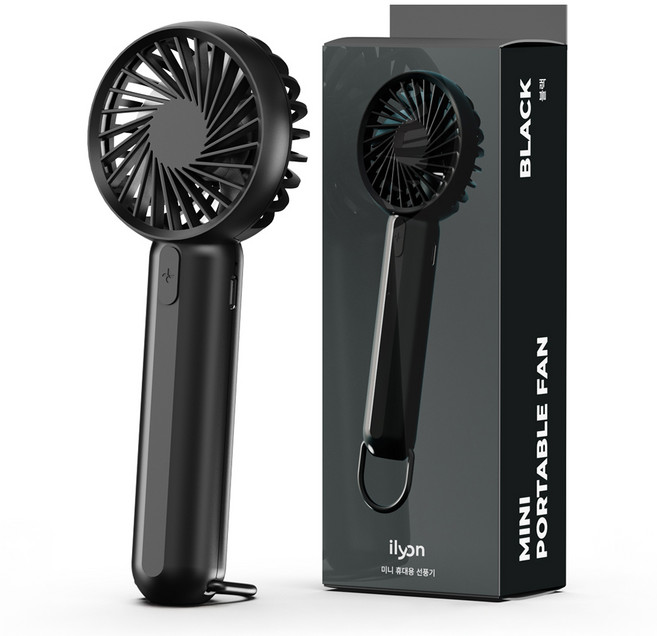 일리온 초경량 미니 휴대용 선풍기 2in1 무선 88g, 블랙