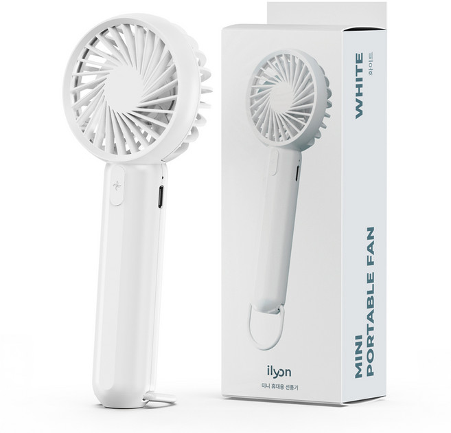 일리온 초경량 미니 휴대용 선풍기 2in1 무선 88g, 화이트