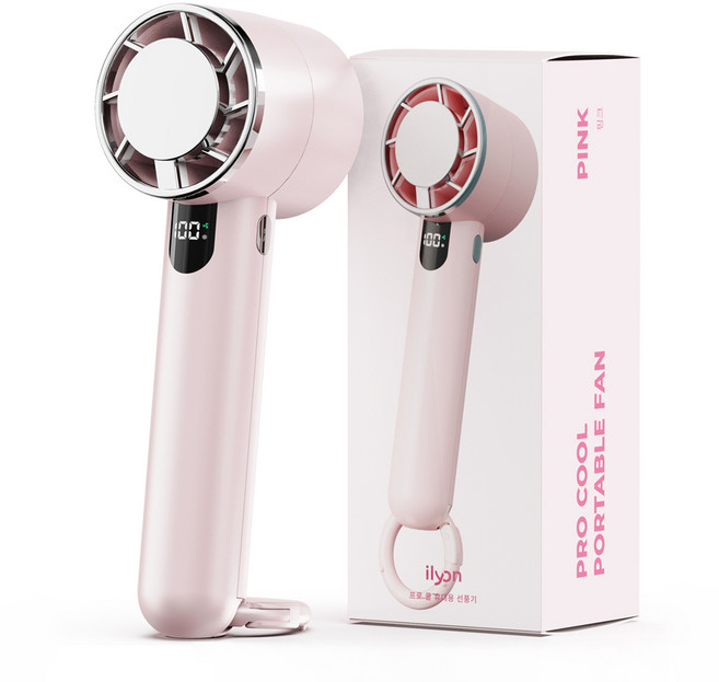 일리온 프로 쿨 급속 냉각 휴대용 선풍기 3in1 무선 손선풍기, 핑크