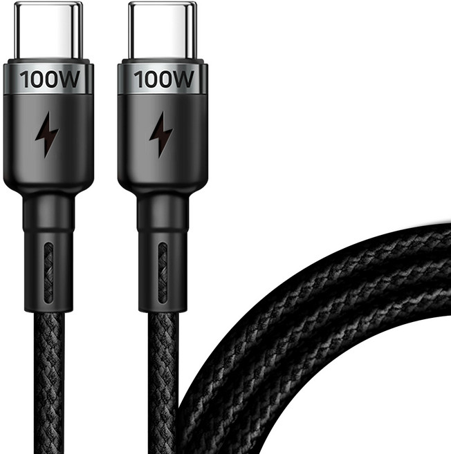 홈플래닛 E-Marker IC 칩셋 C to C PD 100W 초고속충전 케이블, 2m, 블랙, 1개