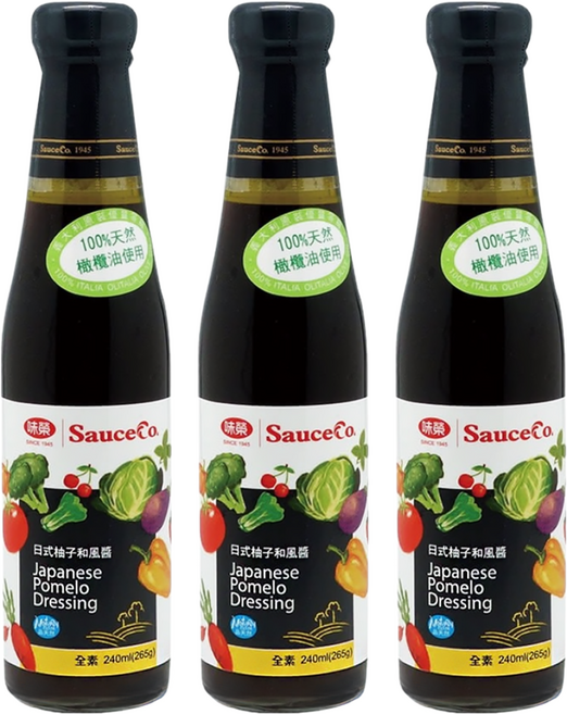 味榮 日式柚子和風醬, 240ml, 3瓶