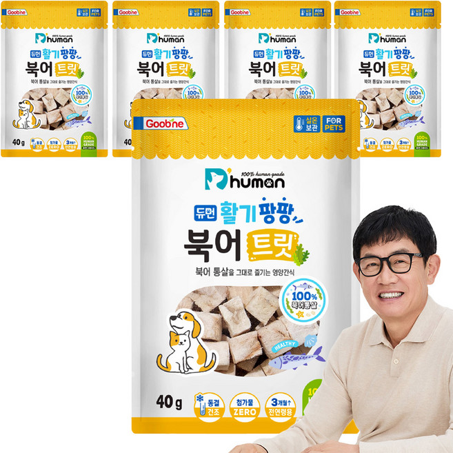 듀먼 반려동물 활기팡팡 트릿, 북어, 40g, 5개