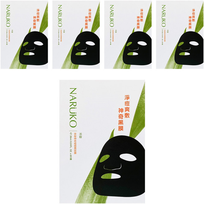 NARUKO 牛爾 台灣公司貨 茶樹神奇痘痘黑面膜, 8片, 5盒