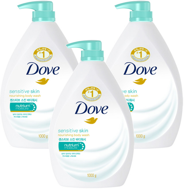 Dove 多芬 溫和滋養柔膚沐浴露, 1kg, 3瓶