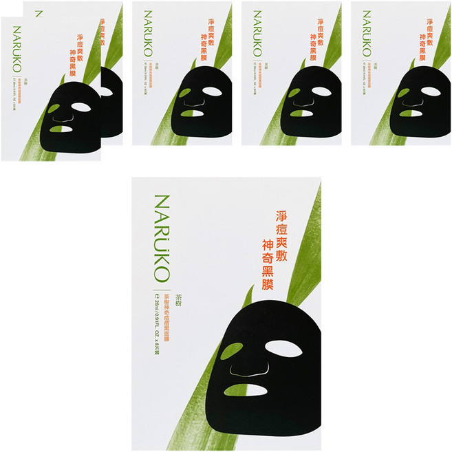 NARUKO 牛爾 台灣公司貨 茶樹神奇痘痘黑面膜, 8片, 6盒