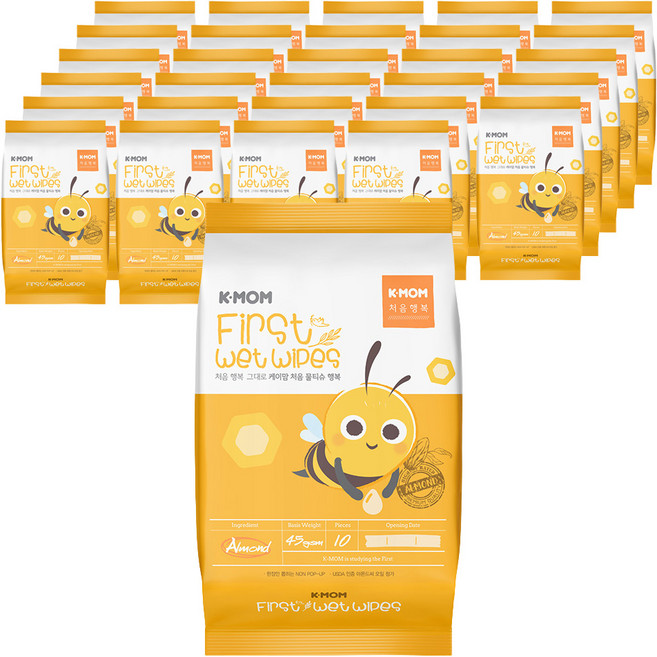 케이맘 처음물티슈 휴대용, 45g, 10매, 40개