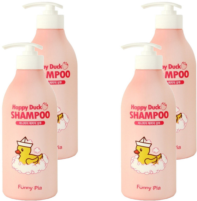 퍼니피아 유아용 해피덕 샴푸 스트로베리향, 500ml, 4개