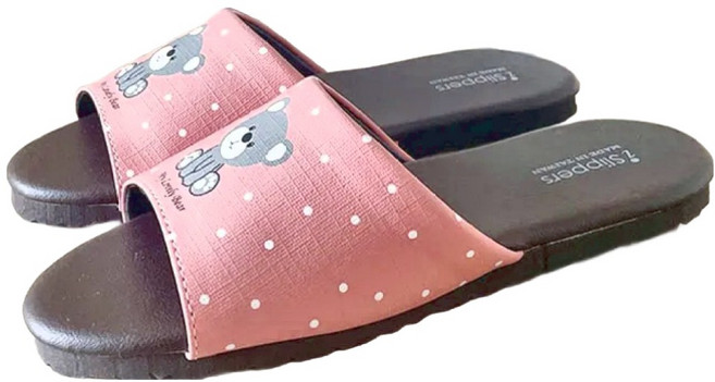 TAIWAN SLIPPER 台灣犀利趴 兒童室內鞋 皮質室內拖鞋 療癒小熊, 粉色, 1雙