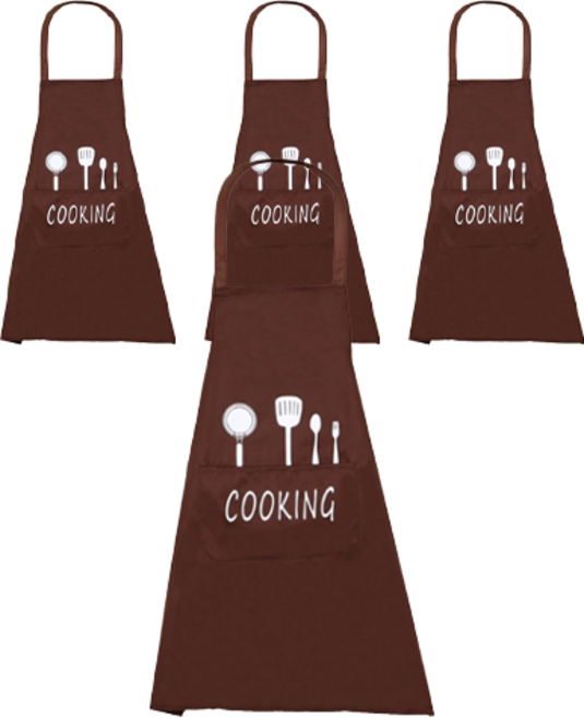 잇츠온 쿠킹 방수 앞치마, 브라운, 4개