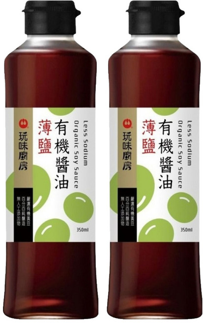 萬家香 玩味廚房薄鹽有機醬油, 350ml, 2瓶
