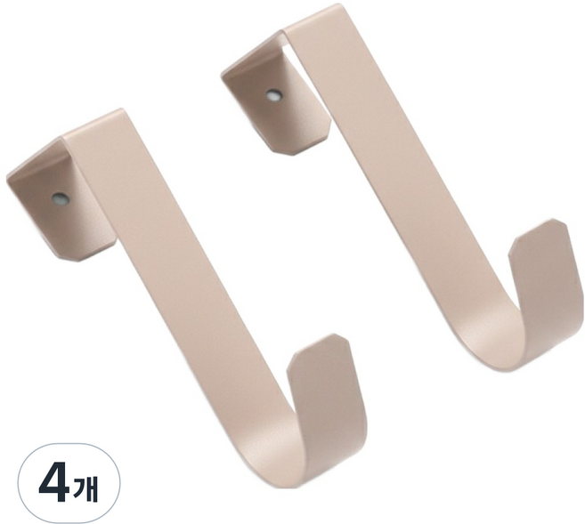 마켓피아 문 옷걸이 걸이형 후크 다용도 정리 도어훅, 베이지, 4개