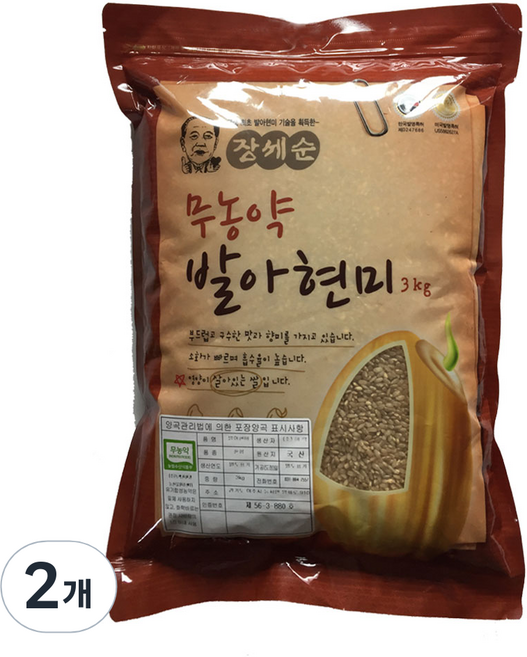 장세순 무농약 발아현미, 3kg, 2개