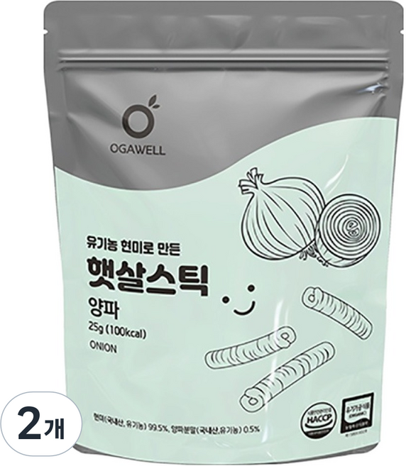 오가웰 유기농 현미로 만든 햇살스틱, 25g, 2개, 양파