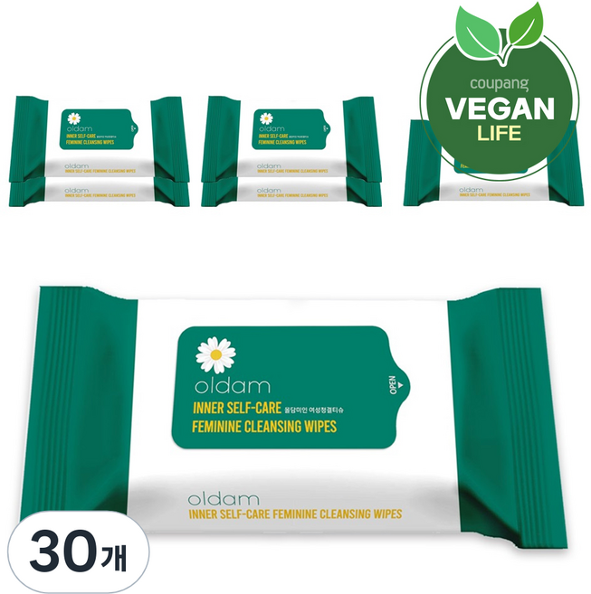 [비건라이프] 올담 미인 여성청결티슈 휴대형, 90g, 30개
