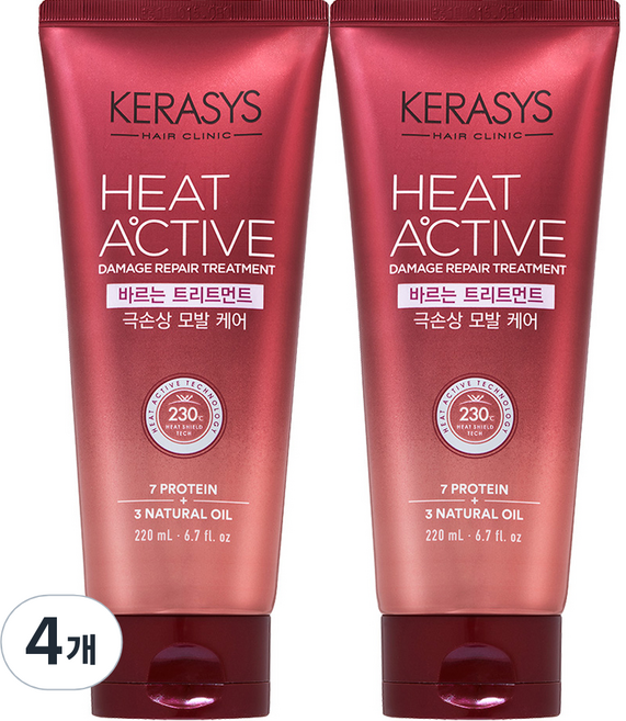 케라시스 히트 액티브 극손상 바르는 트리트먼트, 220ml, 4개