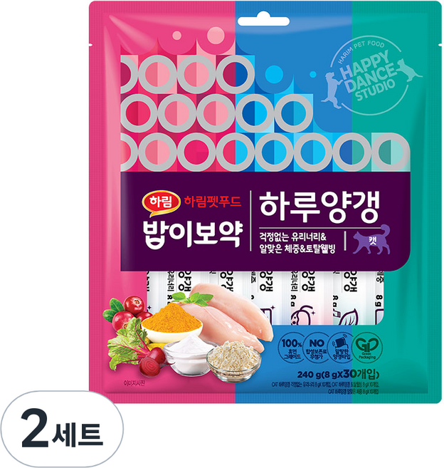 밥이보약 캣 하루양갱 간식 웰빙 8g x 10p + 체중 8g x 10p + 유리너리 8g x 10p 세트, 3종, 2세트, 30g