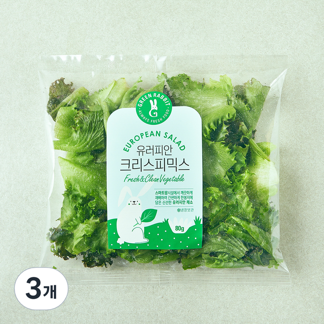 그린래빗 유러피안 크리스피믹스 샐러드, 80g, 3개