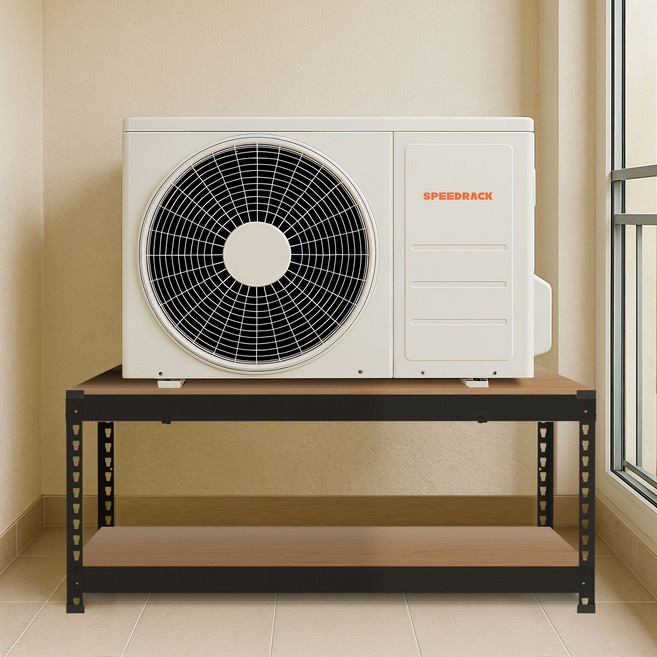 스피드랙 에어컨 실외기 받침 국내생산 베란다 정리 선반, 블랙, 2단