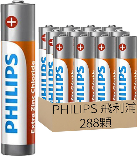 PHILIPS 飛利浦 台灣公司貨 3號碳鋅電池, 48顆, 6組