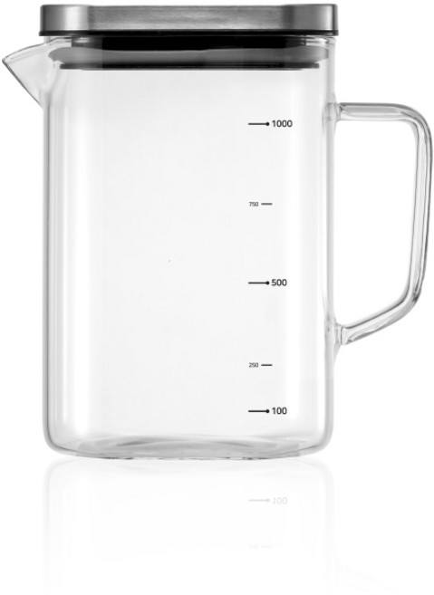 르베르폴리세 스텐 뚜껑 사각 내열 물병, 투명, 1000ml, 1개