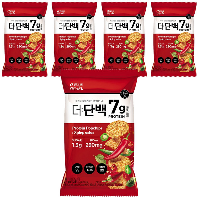 더단백 빙그레 건강tft 팝칩 매콤살사맛, 5개, 44g
