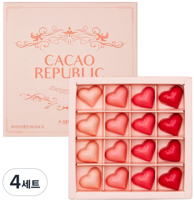 카카오리퍼블릭 스위트하트 수제초콜릿 4종 x 4p 선물세트 180g, 4세트