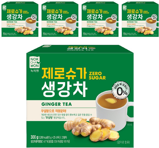 녹차원 제로슈가 생강차, 5개, 20개입, 15g