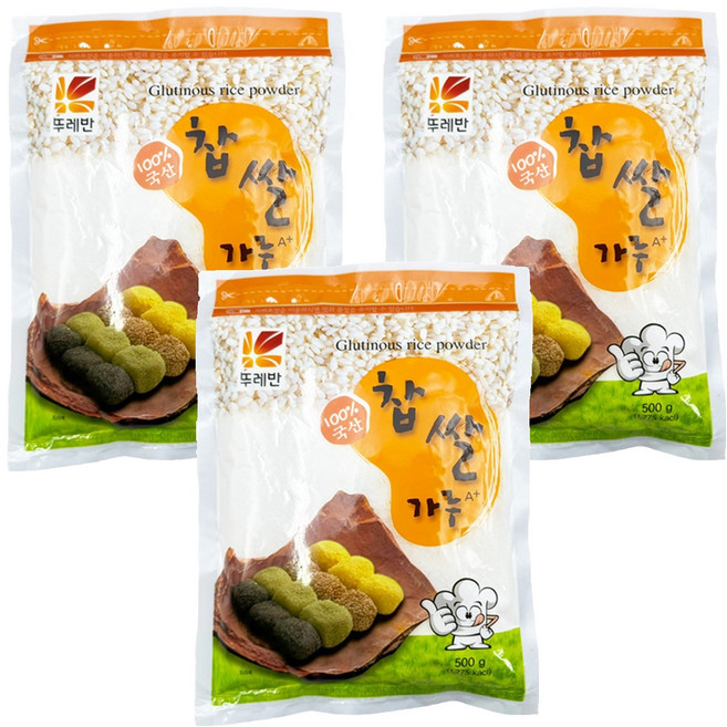 뚜레반 국산 찹쌀가루 A+, 500g, 3개