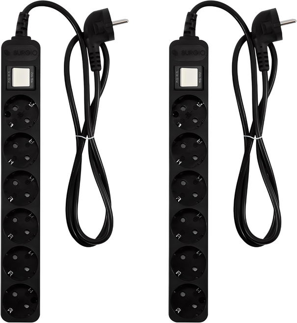 모노케어 안전 접지 멀티탭 6구 DH-2062NT, 3m, 블랙, 2개