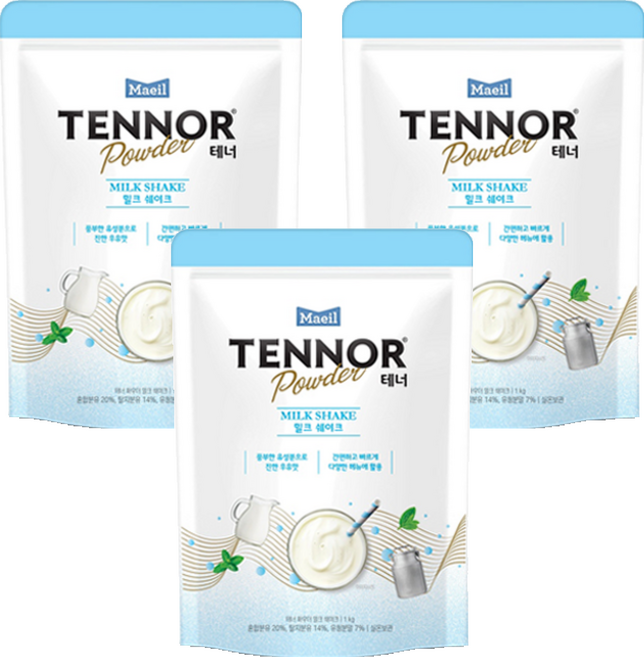테너 밀크쉐이크 파우더, 1kg, 3개