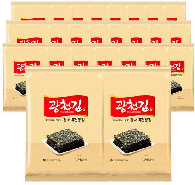 광천김 참 재래 전장김, 25g, 25개