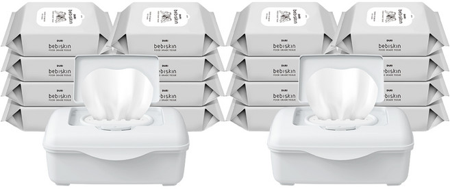 두리 베비스킨 비데 물티슈 캡형 리필 + 디스펜서, 63g, 60개입, 16개