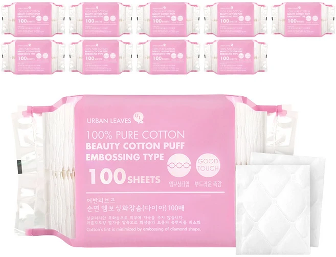 어반리브즈 엠보싱 화장솜, 100매입, 10개 - 쿠팡